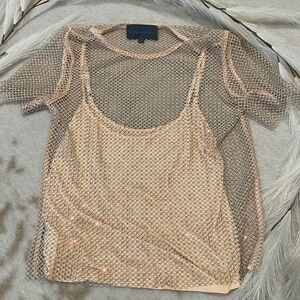 Anthropologie mesh & crystal top
